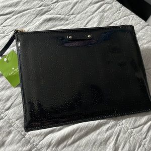 NWT KATE SPADE New York Metro Black PATENT  Large Pouch CLUTCH Bag